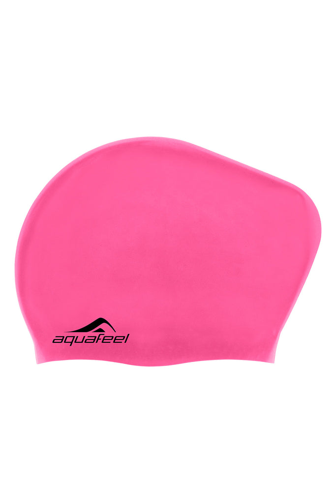 Pink Black Silicone Swim Cap For Long Hair Fashy Aquafeel