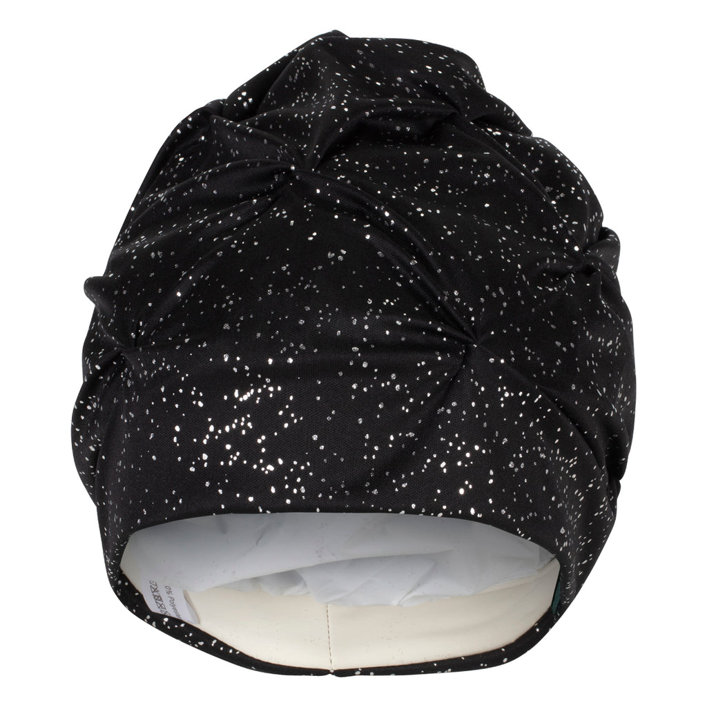 Glamorous Swim Turban Womens' Swim Hat With Velcro Fastener Black Sparkly 3434