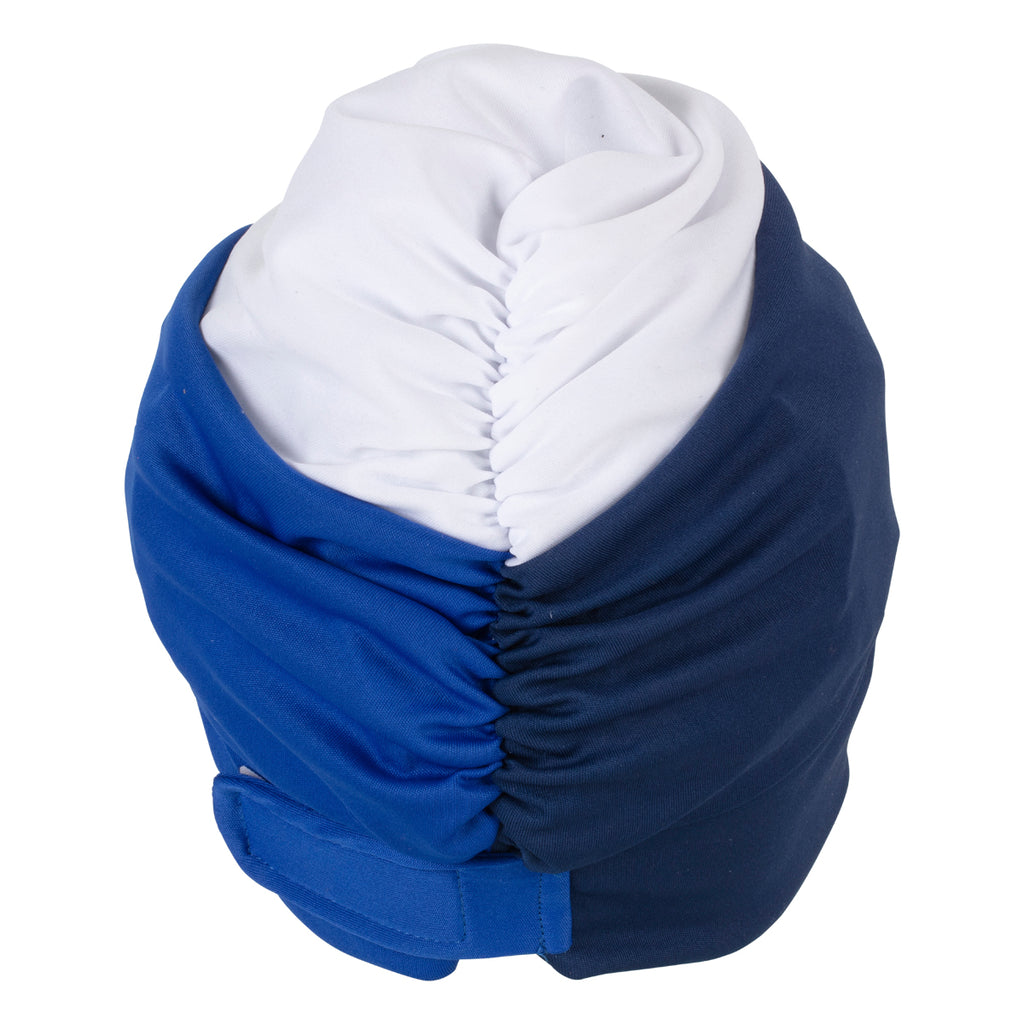 Fashy Black Blue & White Swim Turban With Velcro Fastener