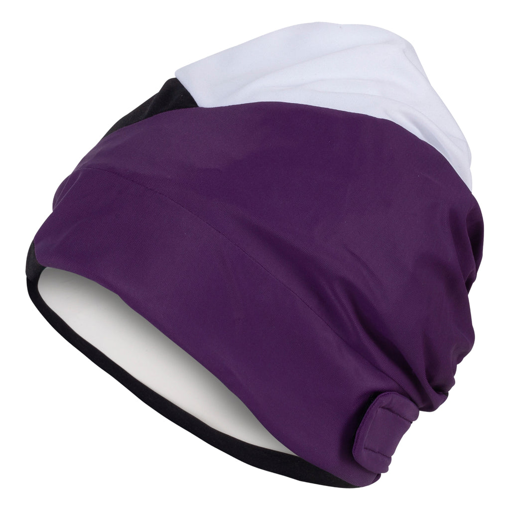 Fashy Black Purple & White Swim Turban With Velcro Fastener