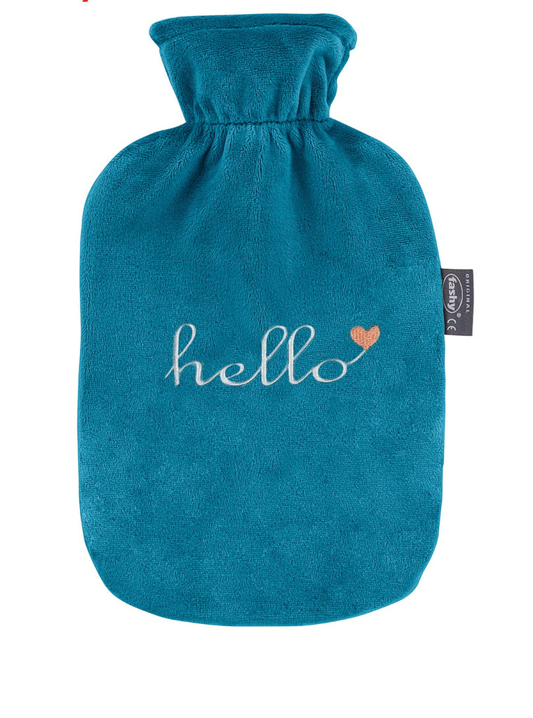Fashy Hot Water Bottle With Removeable Cover Hello! Turquoise