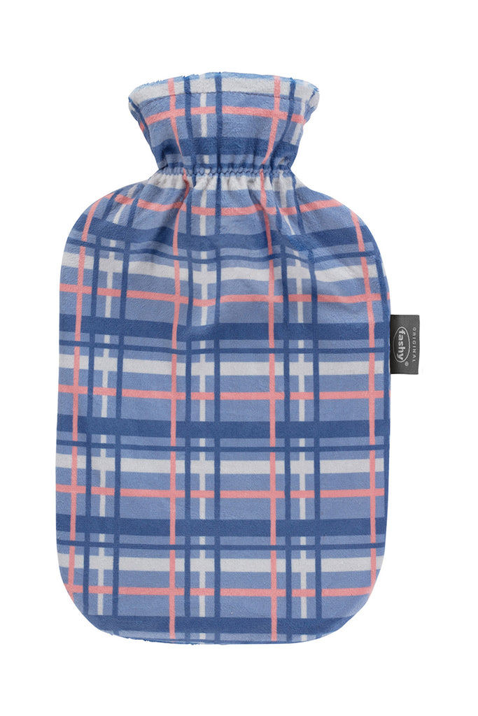 Fashy Hot Water Bottle With Removeable Cover Tartan 100% Cotton 2 Litre