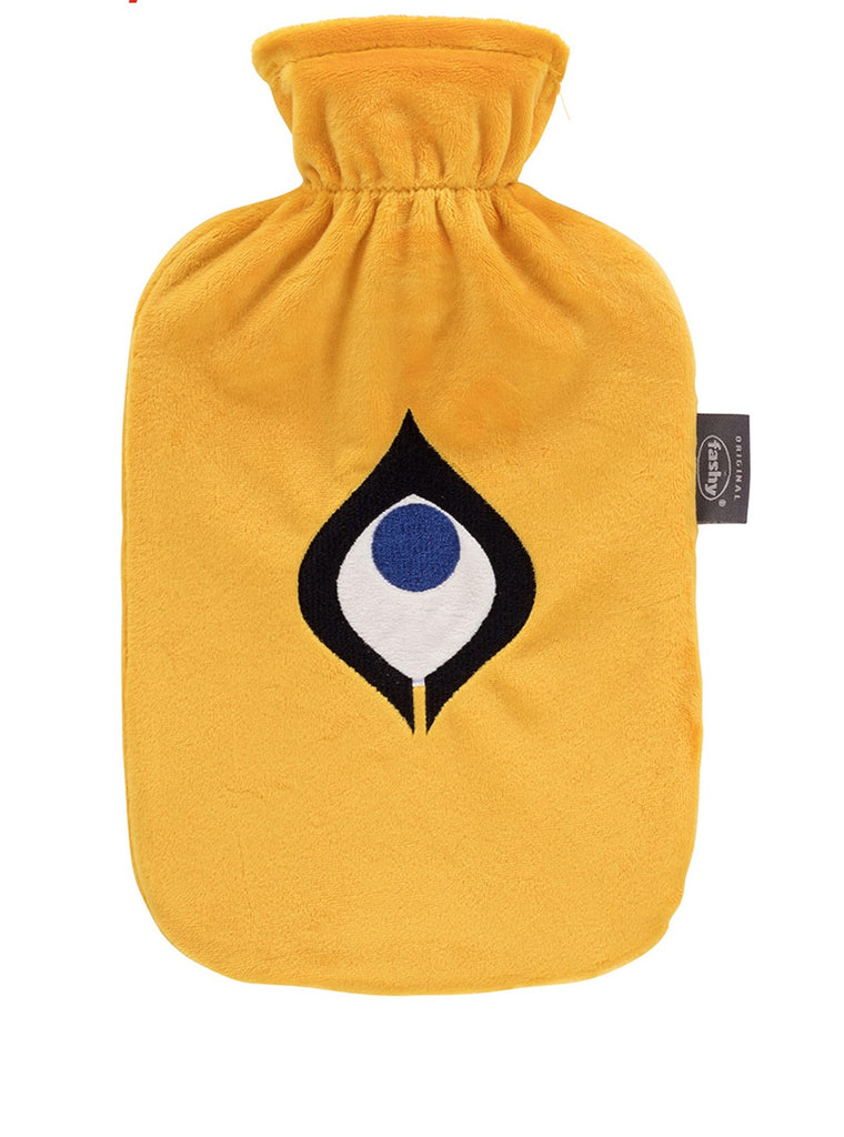 Fashy Hot Water Bottle With Removeable Cover Fun Yellow Retro Style
