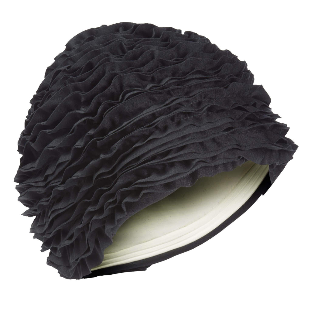 Black Frilly Swimming Hat by Fashy - Fine Saratoga Ltd