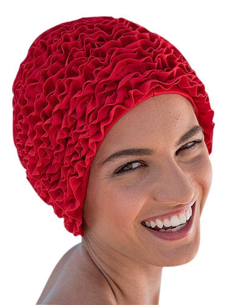Red Frilly Swimming Hat by Fashy - Fine Saratoga Ltd