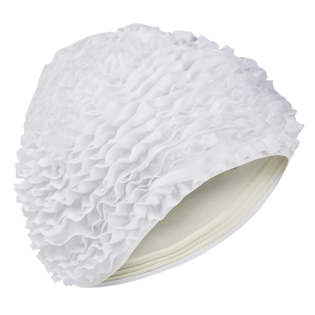 White Frilly Swimming Hat by Fashy - Fine Saratoga Ltd
