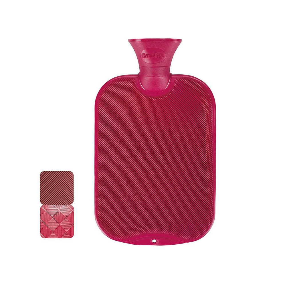 Fashy Hot Water Bottle 2 Litre Single Ribbed Red - Fine Saratoga Ltd