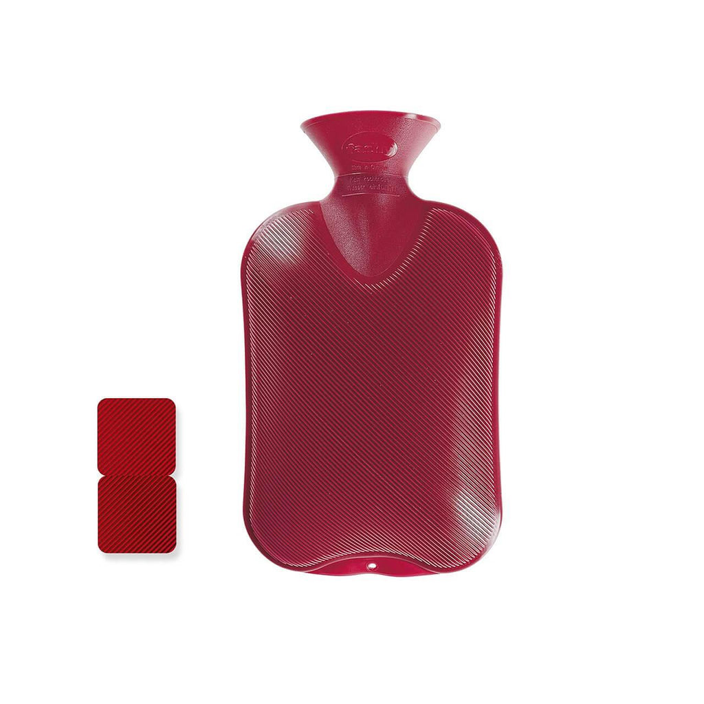 Fashy Hot Water Bottle Double Ribbed Thermoplastic Odour Free 2 Litre Red - Fine Saratoga Ltd