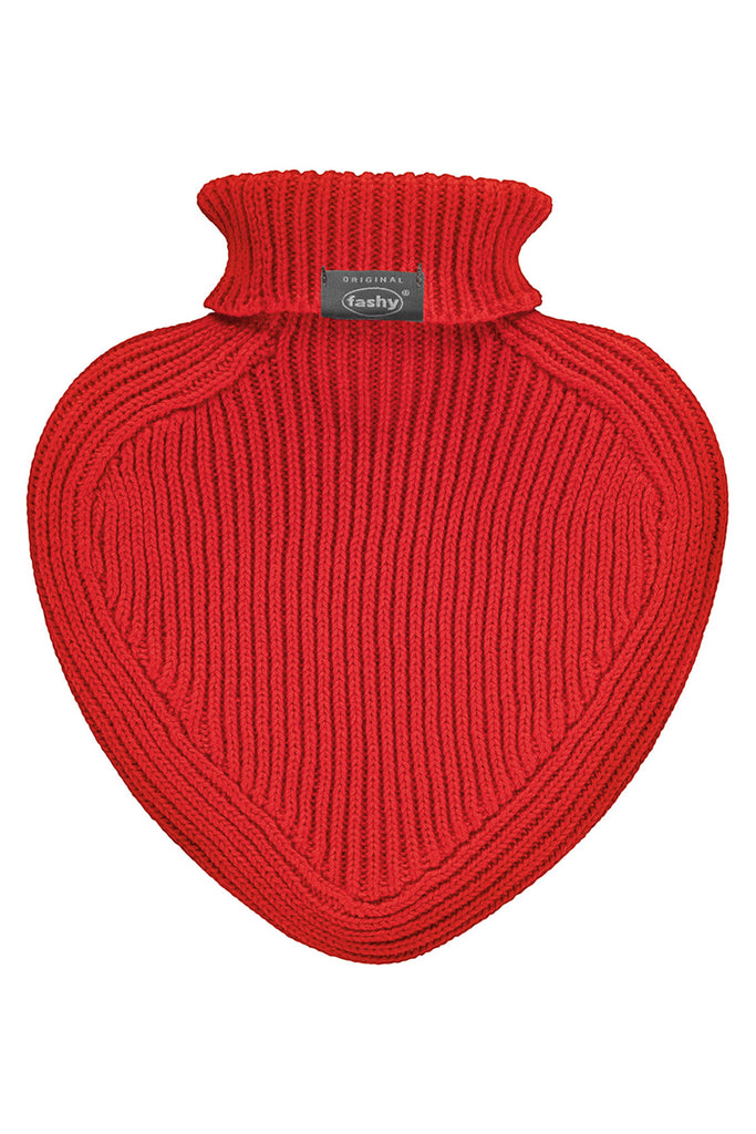 Red Love Heart Shaped Hot Water Bottle With Velour Cover 0.7 Litre