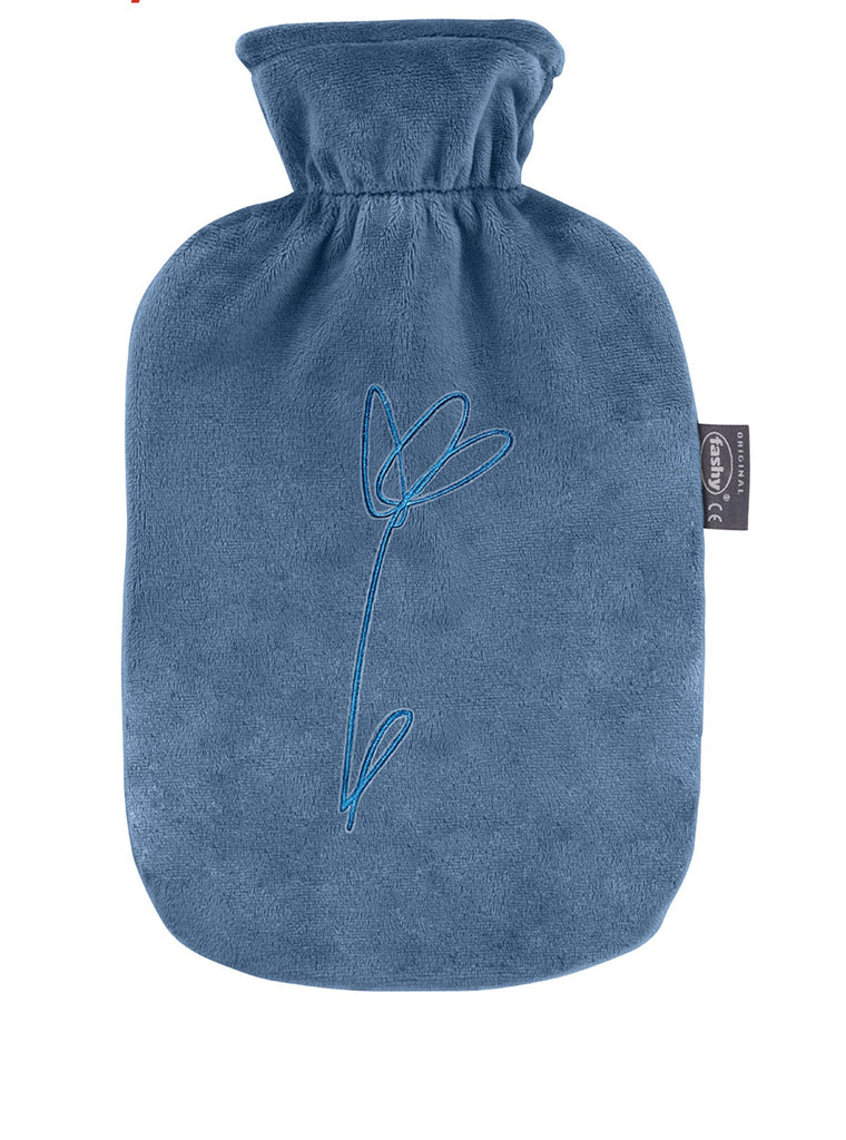 Fashy Hot Water Bottle With Removeable Cover Blue Flower