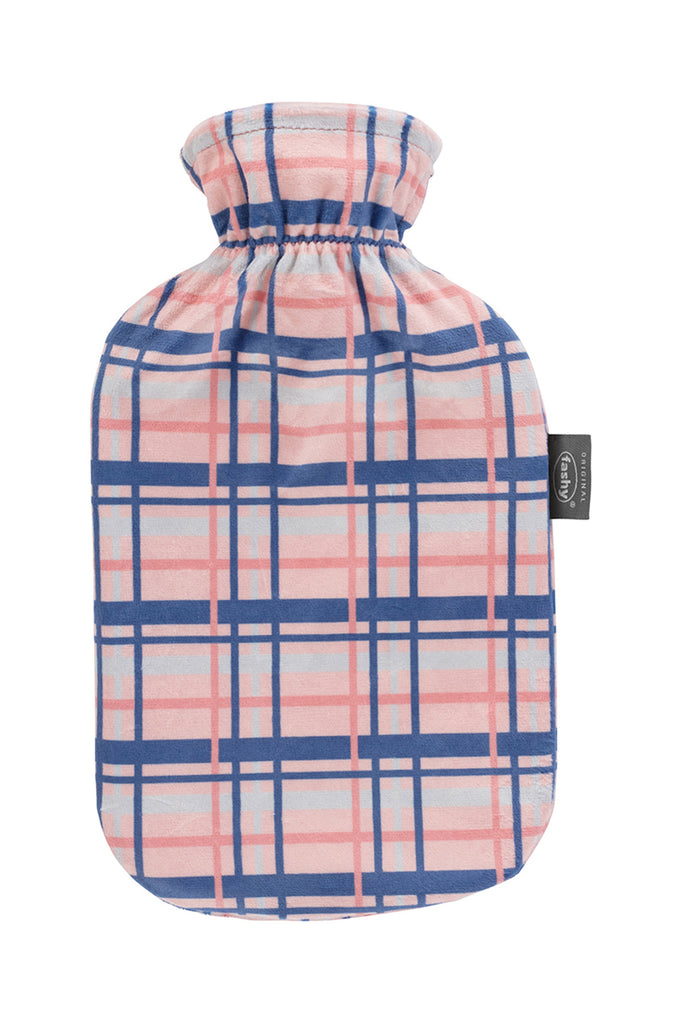 Fashy Hot Water Bottle With Removeable Cover Tartan 100% Cotton 2 Litre