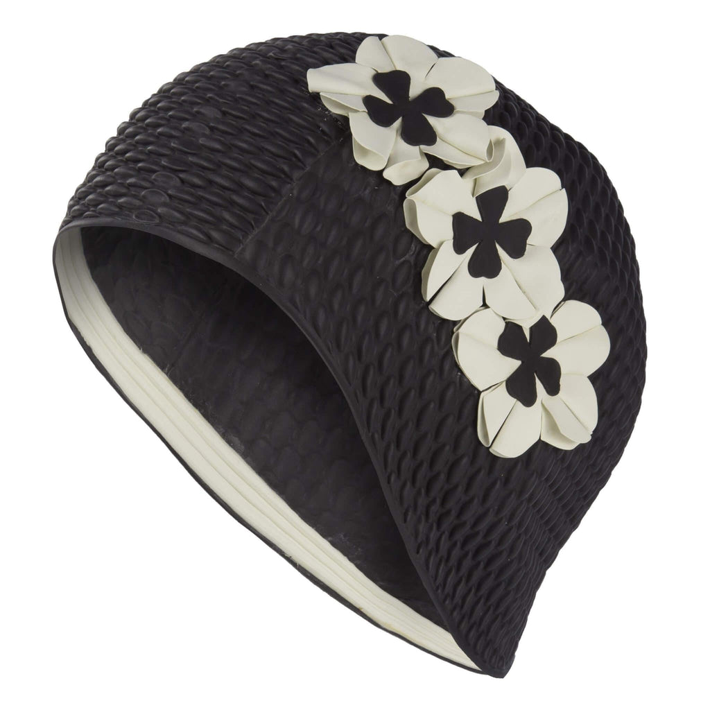 Black & White Flower Swim Hat - Fine Saratoga Ltd