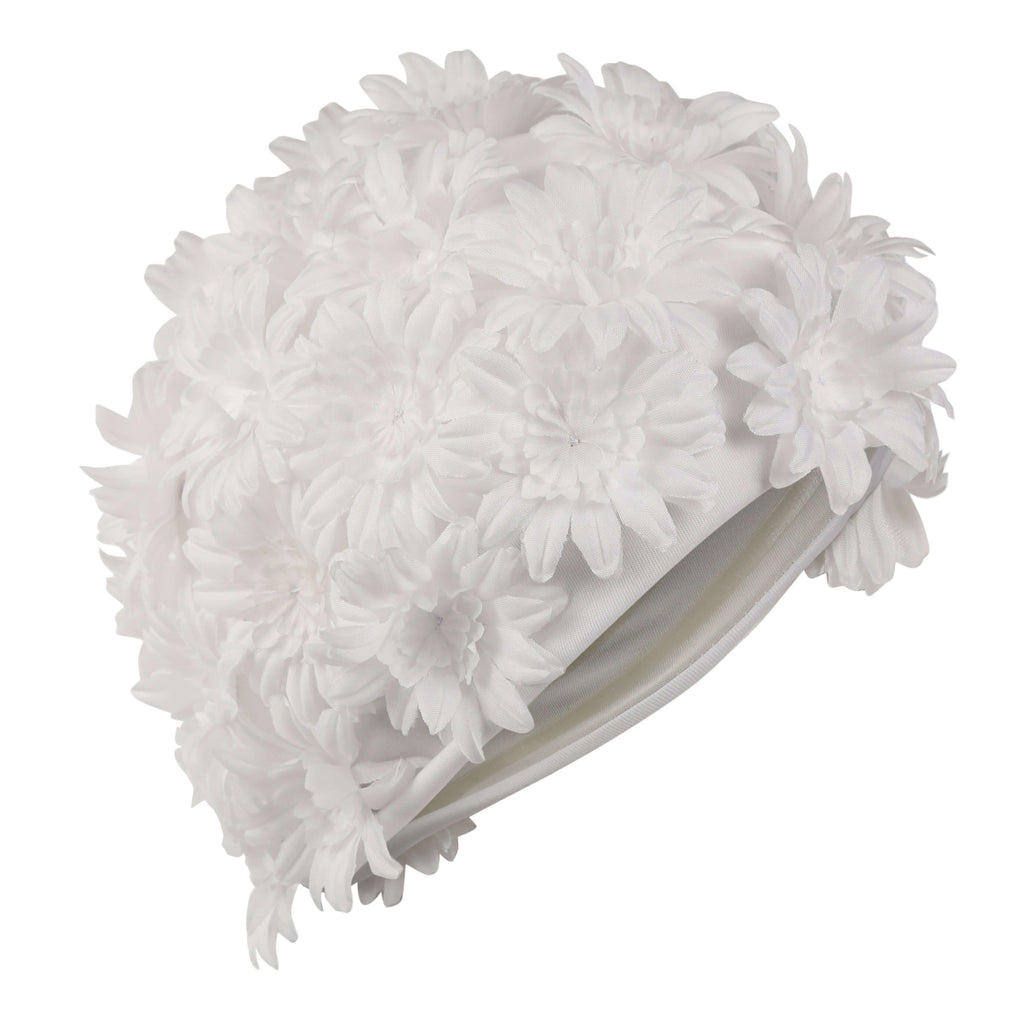Pretty White Flowery Swimming Hat by Fashy - Fine Saratoga Ltd
