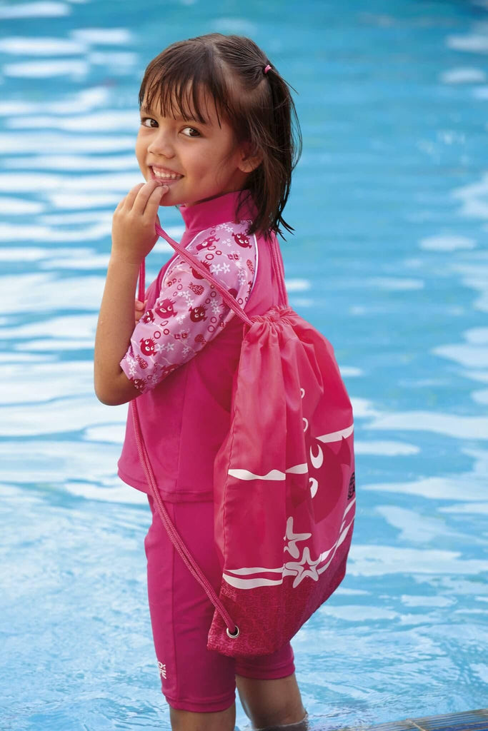 Childrens Drawstring Swimming Bag Pink - Fine Saratoga Ltd