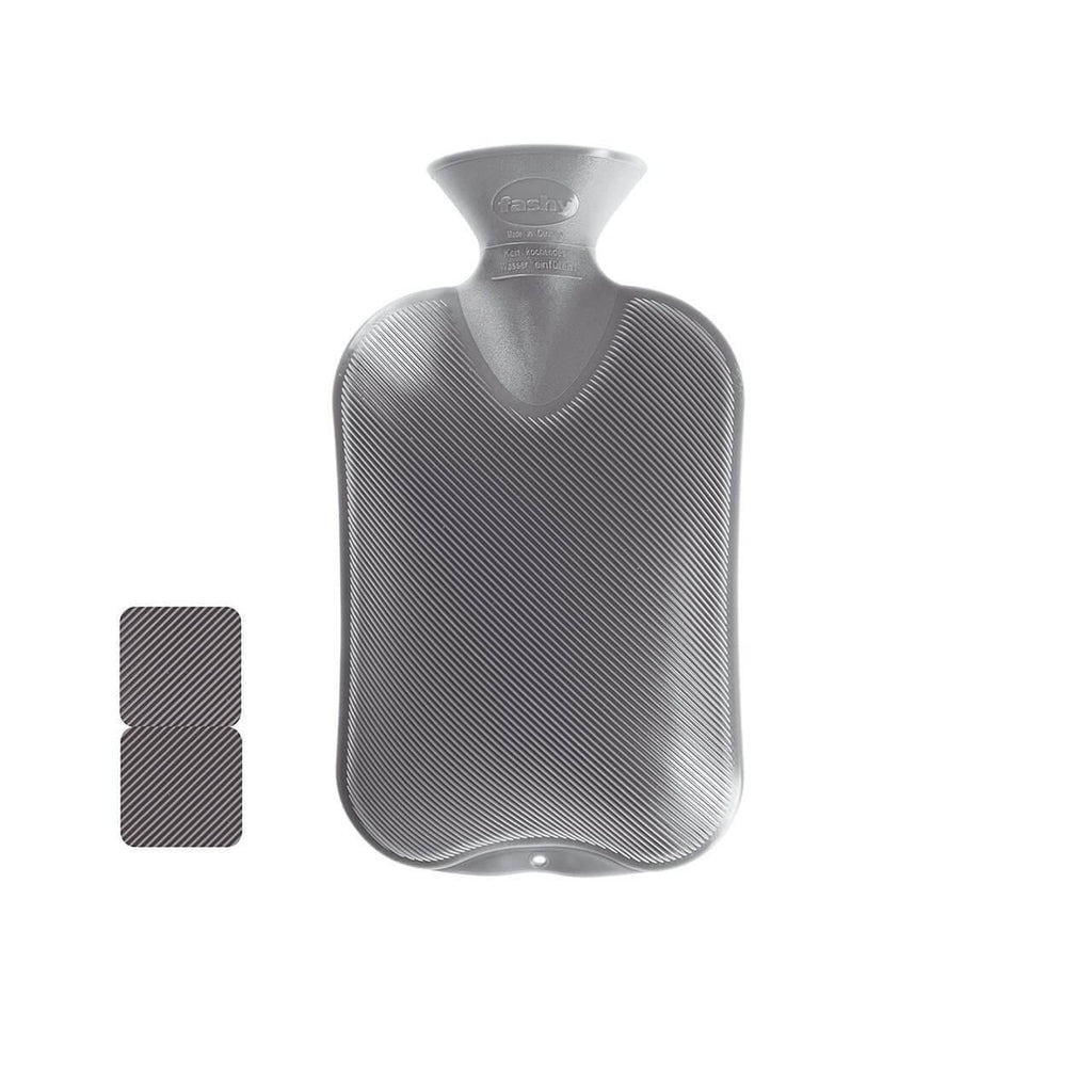 Fashy Hot Water Bottle Double Ribbed Thermoplastic Odour Free 2 Litre Grey - Fine Saratoga Ltd